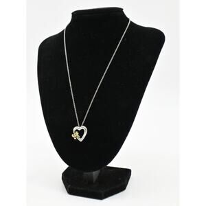 Tiffany & Co. Heart Bow Necklace in Sterling Silver & 18K Gold Pendant Dust Bag